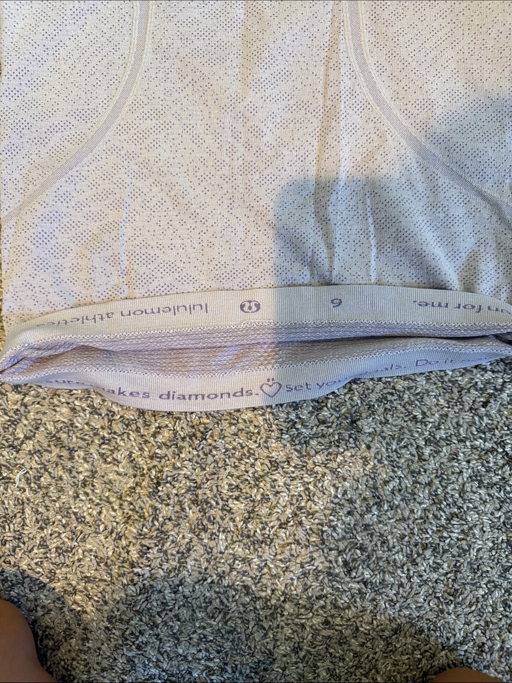 lululemon athletica Striped Purple Short Sleeve V-Neck Top - Picture 6 of 14